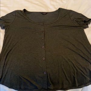 Gray button front top